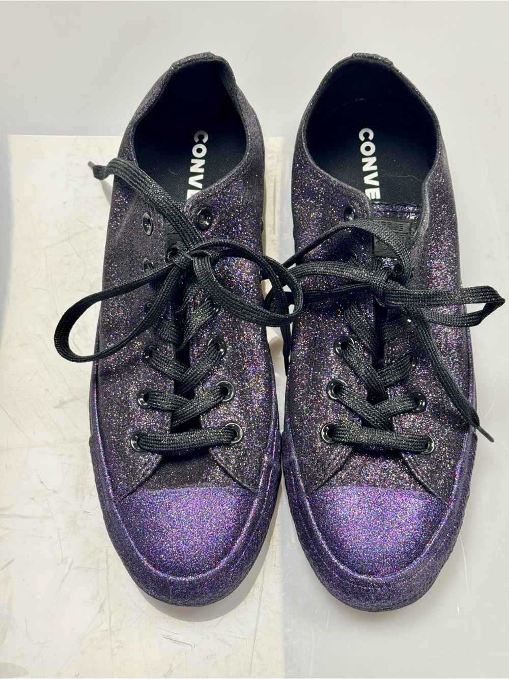 Converse Chuck Taylor All Star Low Purple Glitter Sneakers Women’s 10 - Picture 3 of 7